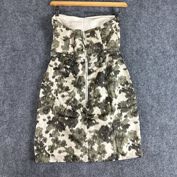 J Crew Dress Womens 4 Silk Ikat Print Bustier Strapless Boned Zip Lined - Picture 6 of 8